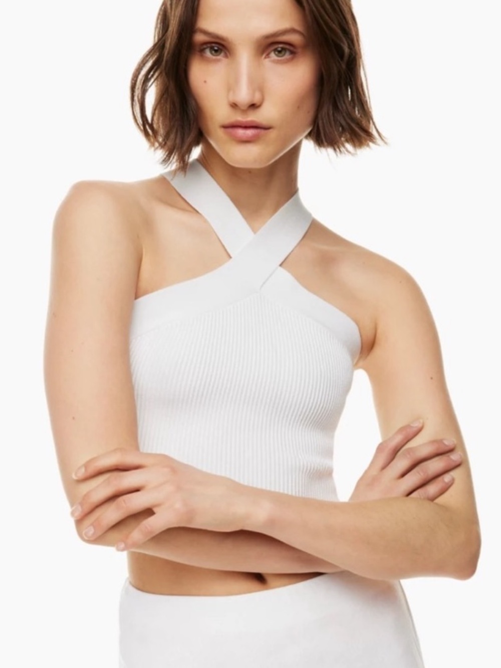 New Babaton Sculpt Knit Criss Cross Cropped Tank
